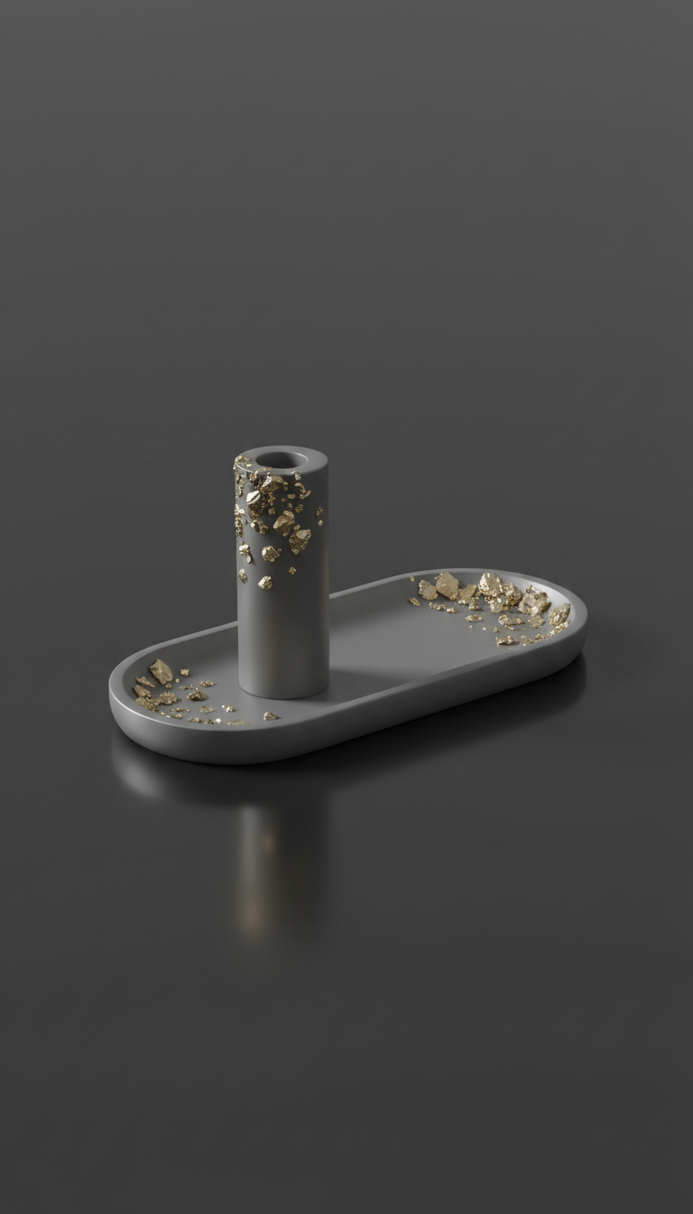 Graphite and Champagne Pyrite Incense Holders Set