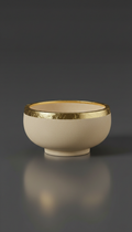 Ivory Sand Stone Prayer Bowl with Gold Rim