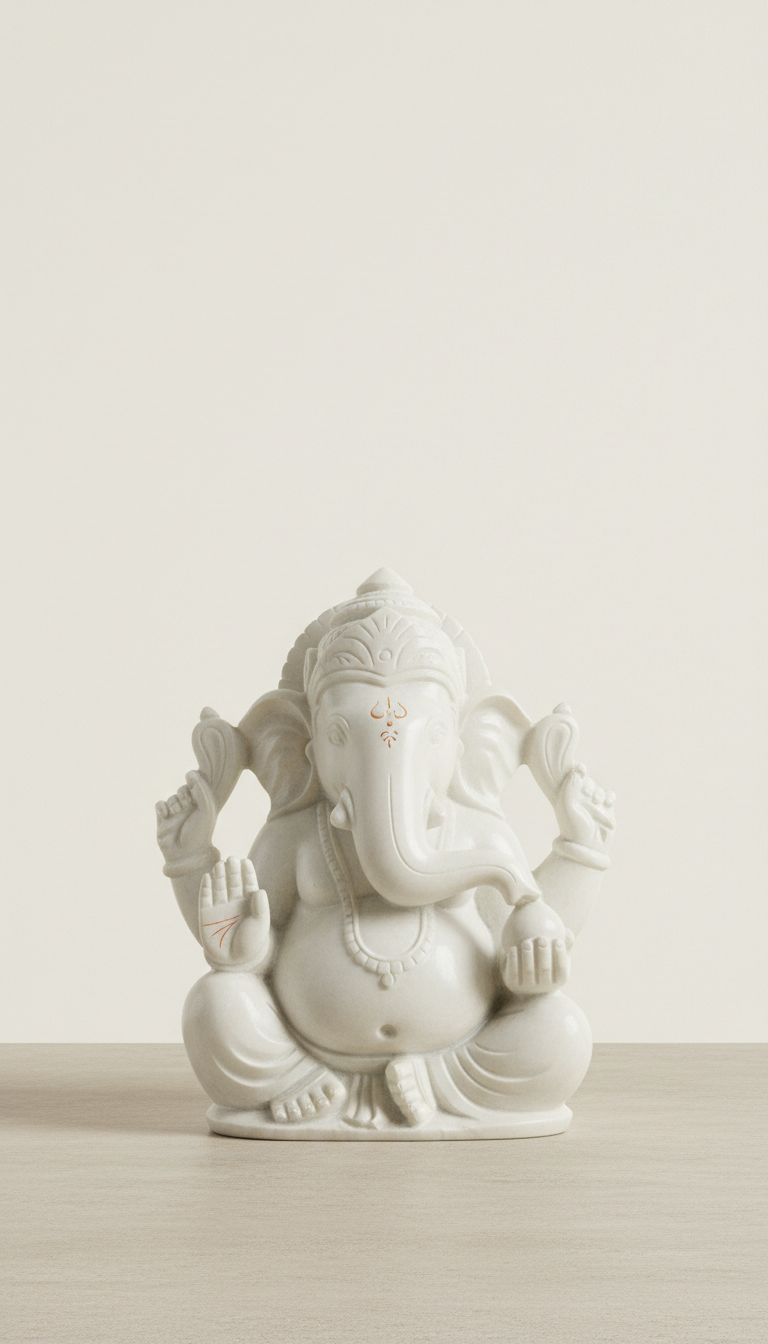 Marble Ganesha Idol With Soft Finish