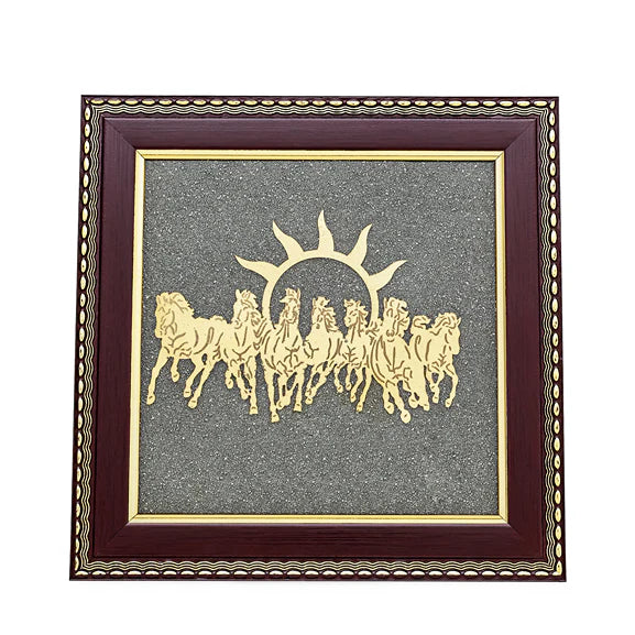 7 Horses Raw Pyrite Frame: Unlock Vastu Prosperity & Unstoppable Success