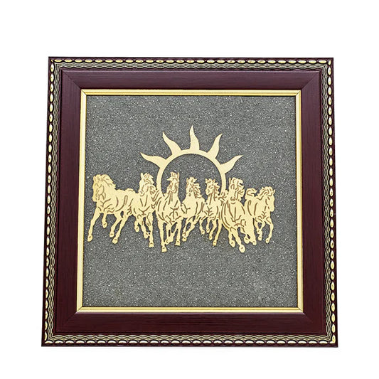 7 Horses Raw Pyrite Frame: Unlock Vastu Prosperity & Unstoppable Success