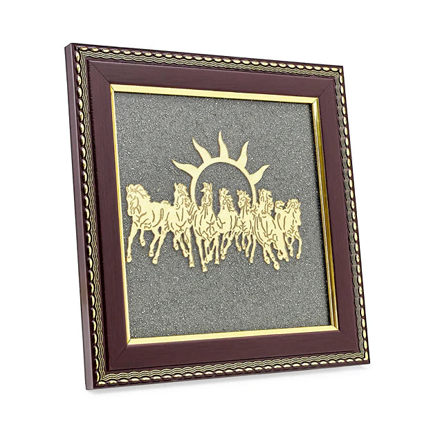 7 Horses Raw Pyrite Frame: Unlock Vastu Prosperity & Unstoppable Success