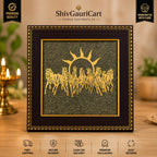 7 Horses Raw Pyrite Frame — Vastu & Feng Shui Prosperity Decor