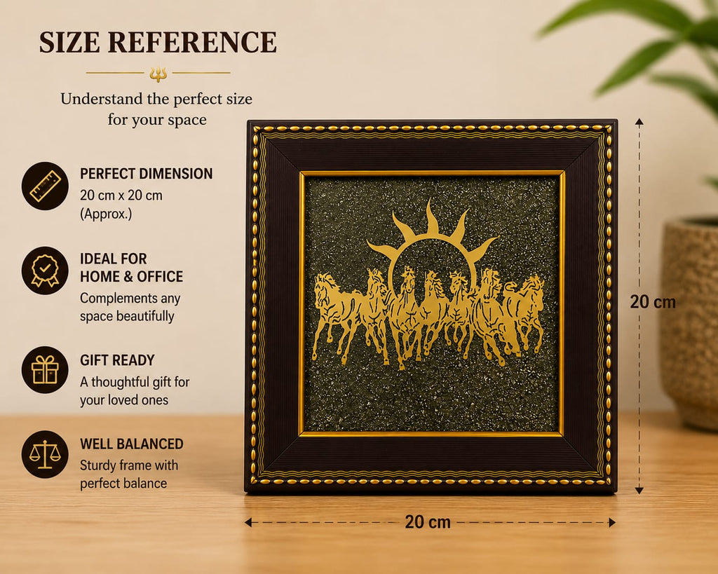 7 Horses Raw Pyrite Frame — Vastu & Feng Shui Prosperity Decor