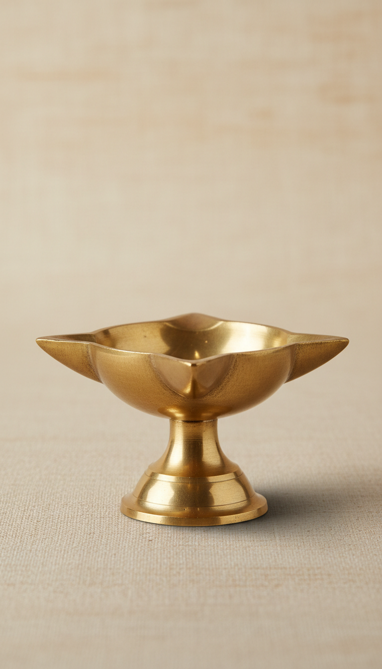 Brass Diya Lamp in Minimal Form