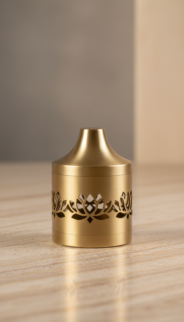 Brushed Brass Incense Holder with Wide Base