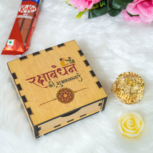 Gold Plated Rudraksha Rakhi Hamper - Complete Rakhi Box